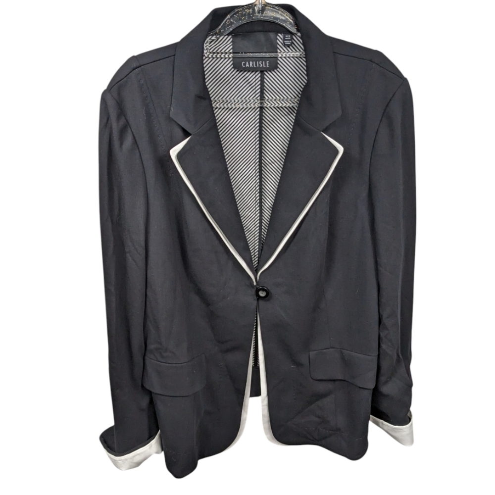 Carlisle Wool Blazer with Contrasting Trim Sz 18